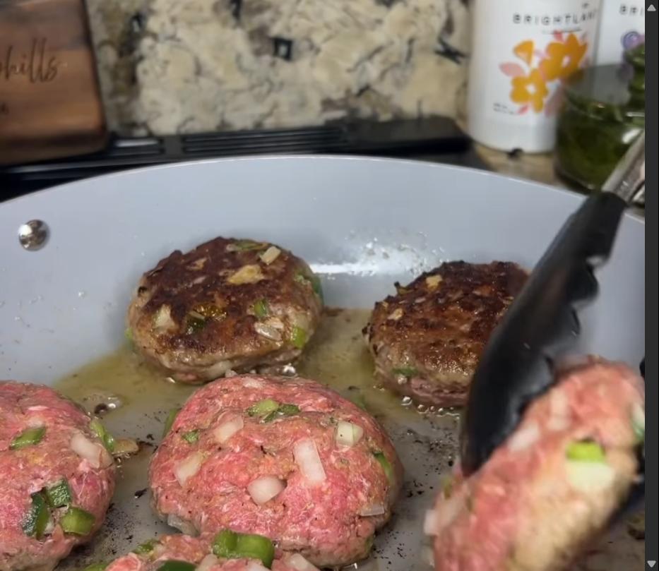 Step 2.1: Heat olive oil in a large pan and cook patties until browned on both sides