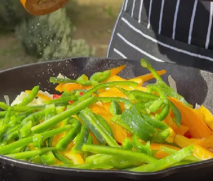 Step 2.1: Slice onions and mixed bell peppers