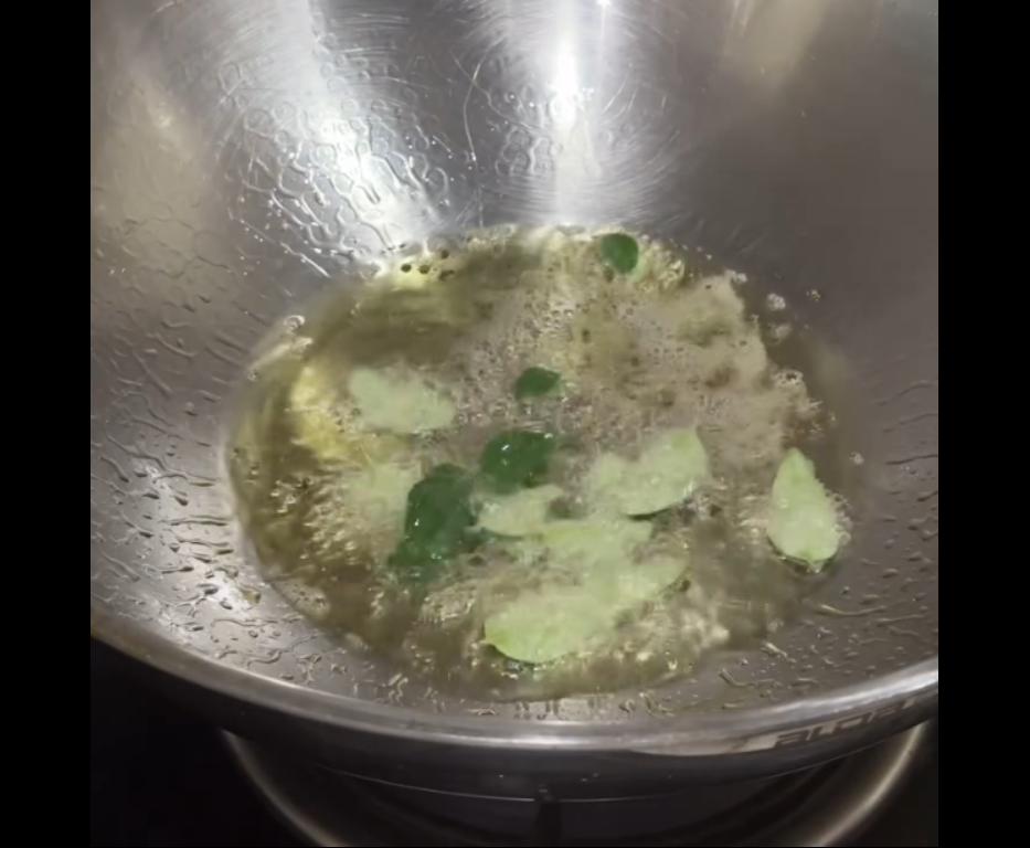 Step 1.1: Add mustard seeds, fenugreek seeds, curry leaves, and red chillies to the hot oil