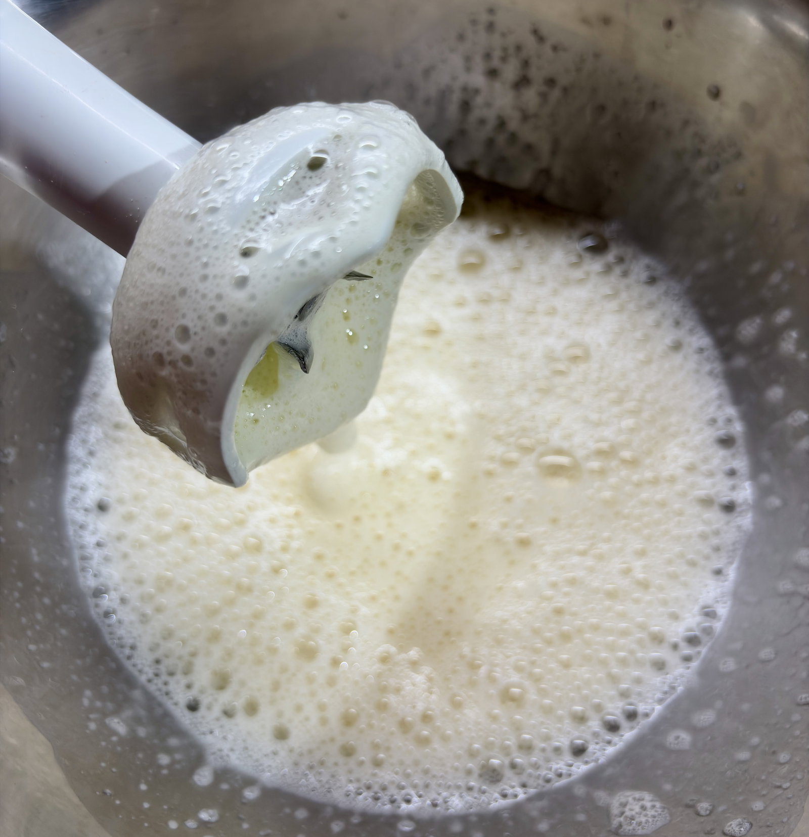 Step 2.2: Beat the eggs, salt, and sugar in a large mixing bowl using a hand whisk or electric beater for 3–4 minutes until pale and fluffy