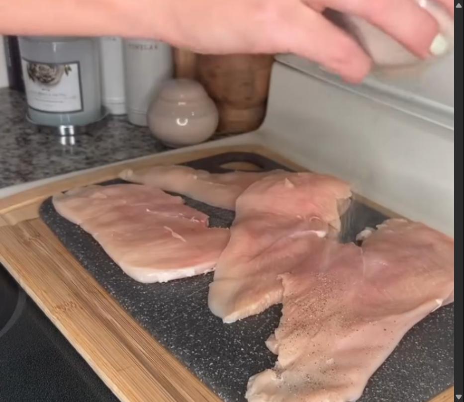 Step 1.1: Use a mallet or rolling pin to tenderize and thin out chicken