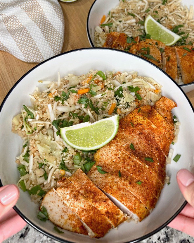 Thai Quinoa Salad with Baked Chicken Cutlets recipe