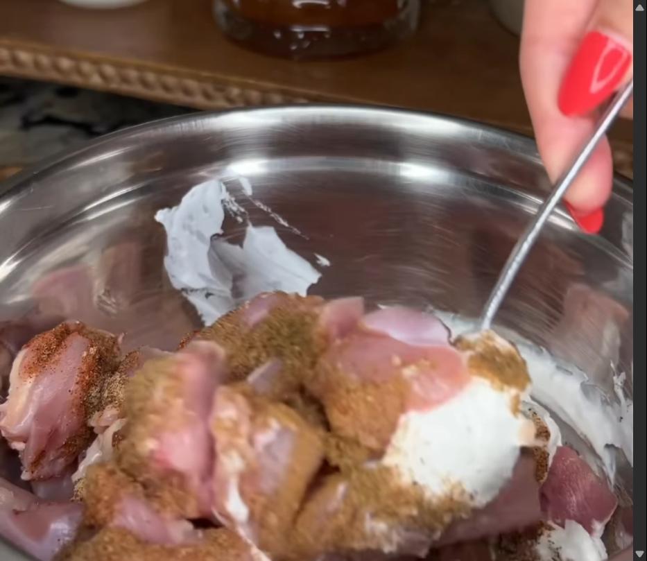 Step 1.1: Add the chicken thighs to the marinade and coat evenly