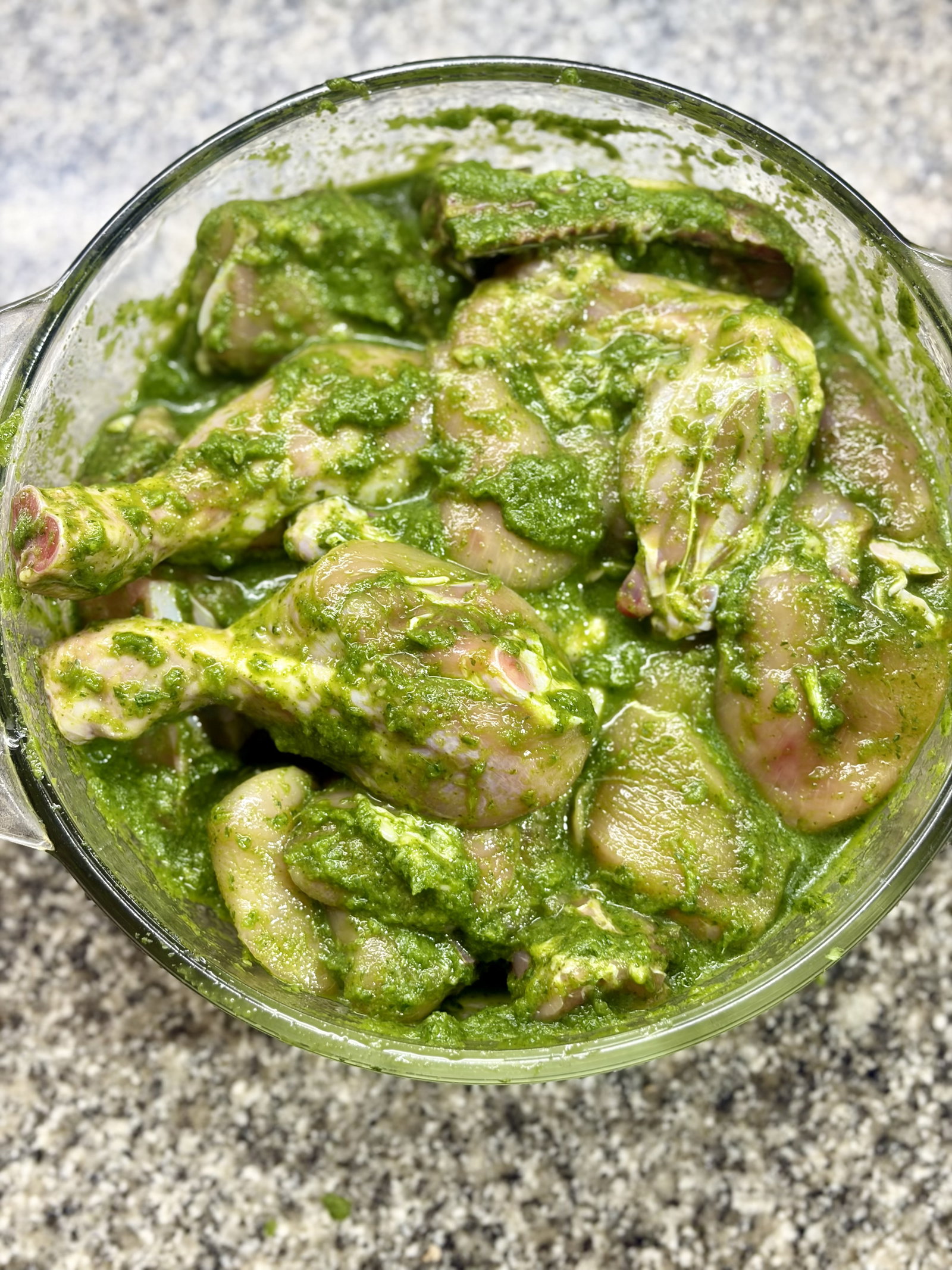 Step 2.1: Add the chicken pieces to a bowl, pour in the prepared paste, and mix well