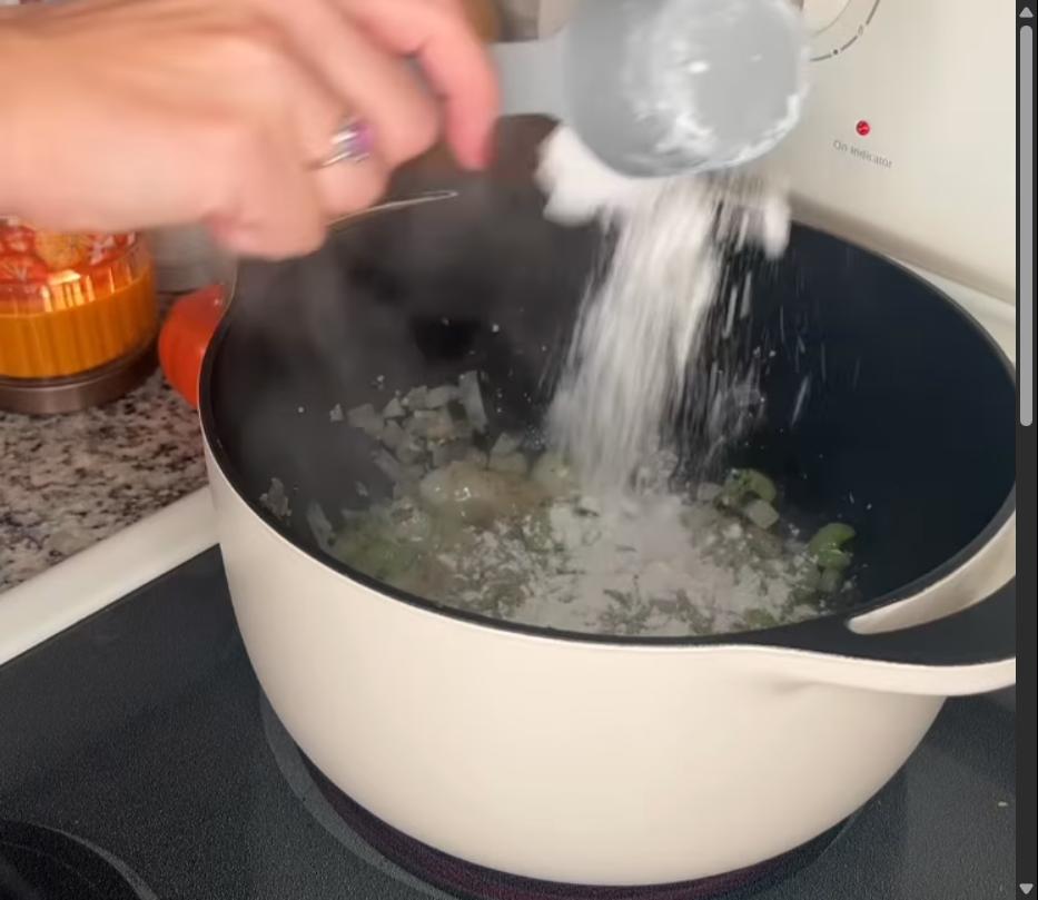 Step 1.1: Stir in flour and cook for 1 minute, stirring constantly to avoid lumps