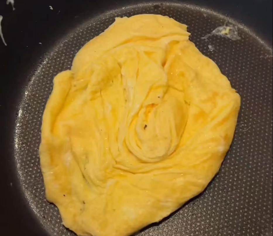 Step 1.1: Scramble eggs on low-medium heat in a pan until soft and fluffy