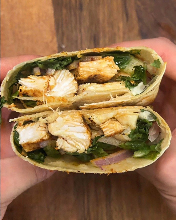 Grilled Chicken Wrap with Garlic-Herb Dipping Sauce recipe