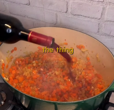 Step 1.1: Fry the diced onion, celery, and carrots in the same pan with a generous pinch of salt