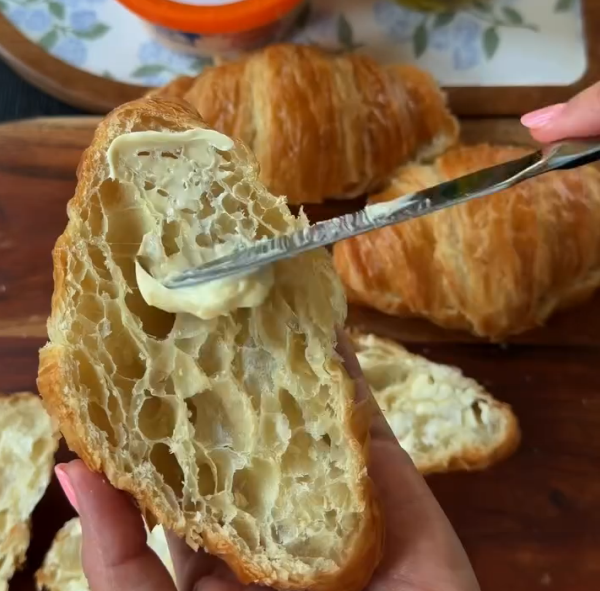 Step 1.1: Slice croissants in half