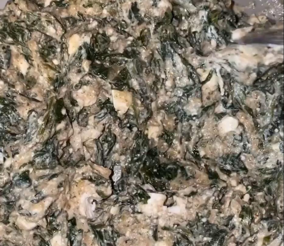 Step 1.1: Add the feta and mix well, then leave the filling to cool