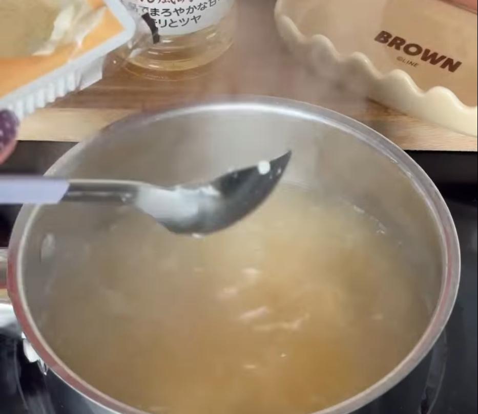 Step 3.1: Heat water and miso paste according to the packet instructions on medium heat