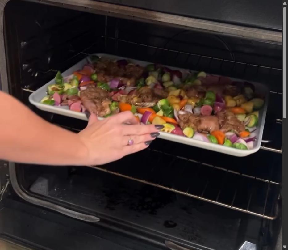 Step 3.1: Bake at 425°F for 20 to 25 minutes until the chicken is cooked through and the vegetables are tender and lightly caramelized