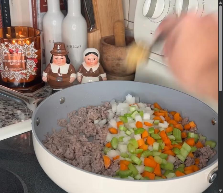 Step 3.1: Cook ground Italian sausage until browned and fragrant