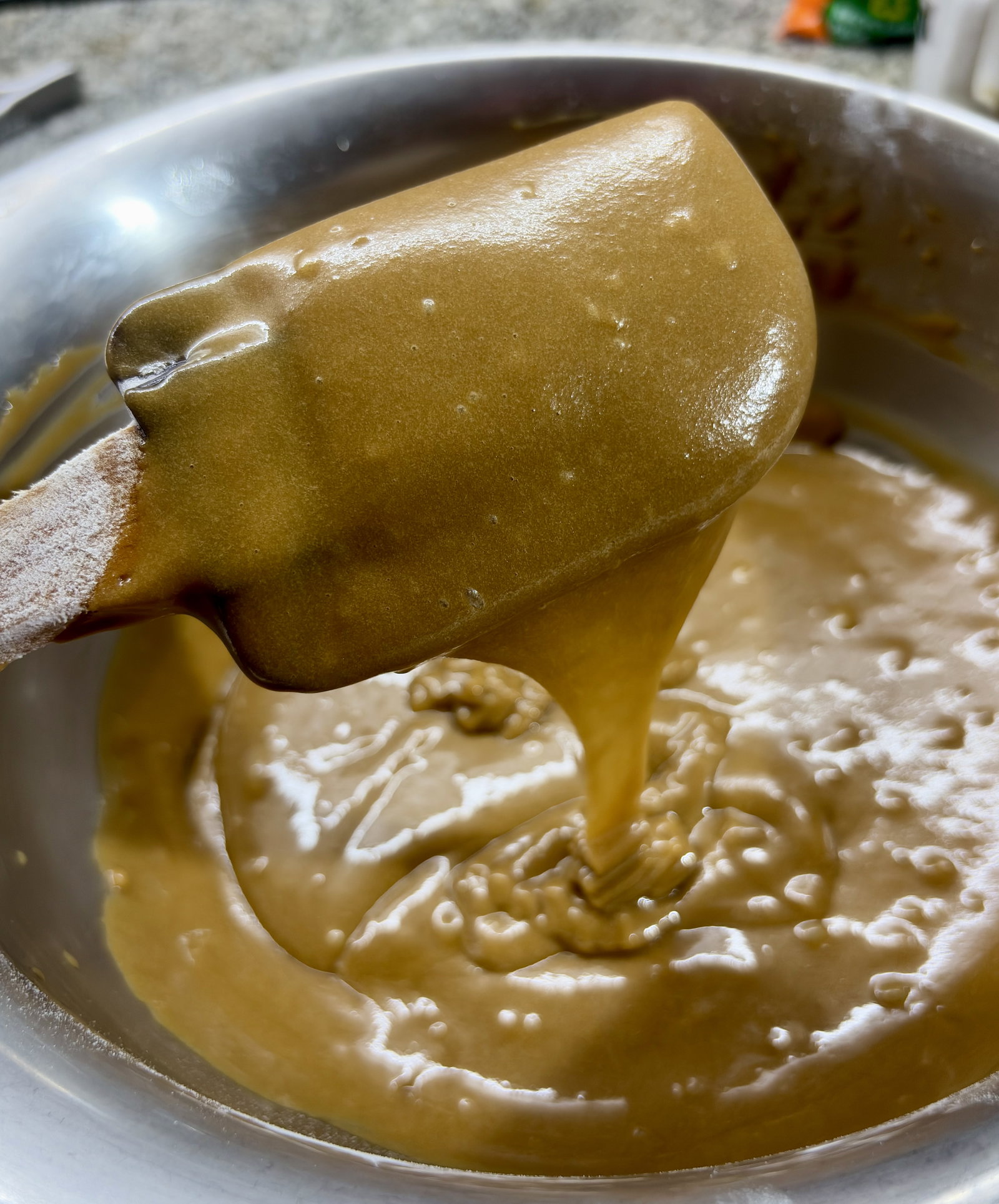 Step 3.1: Gently fold with a spatula just until combined—do not overmix or the cake will be dense