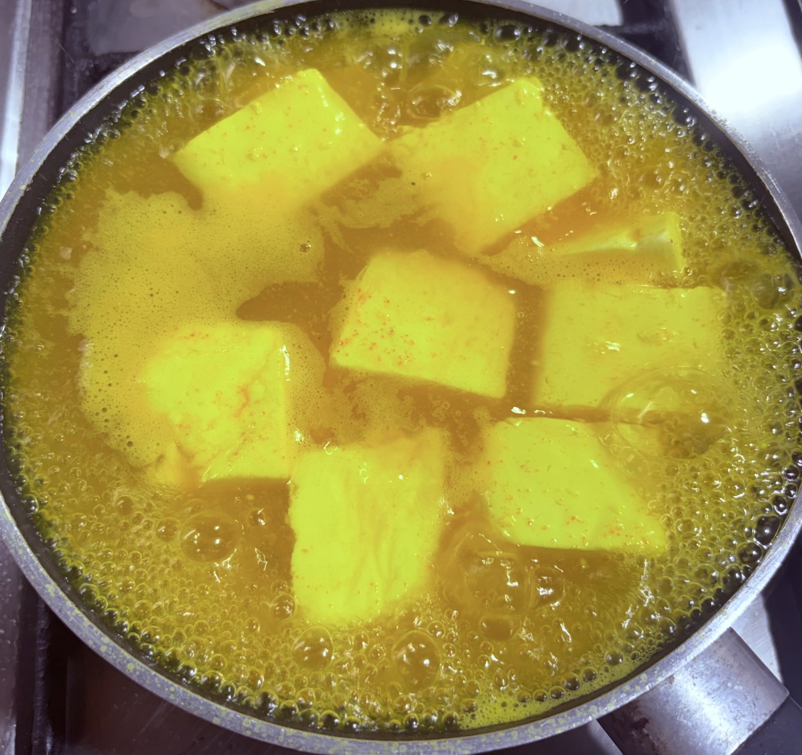 Step 1.1: Add the paneer cubes and boil for 2-3 minutes