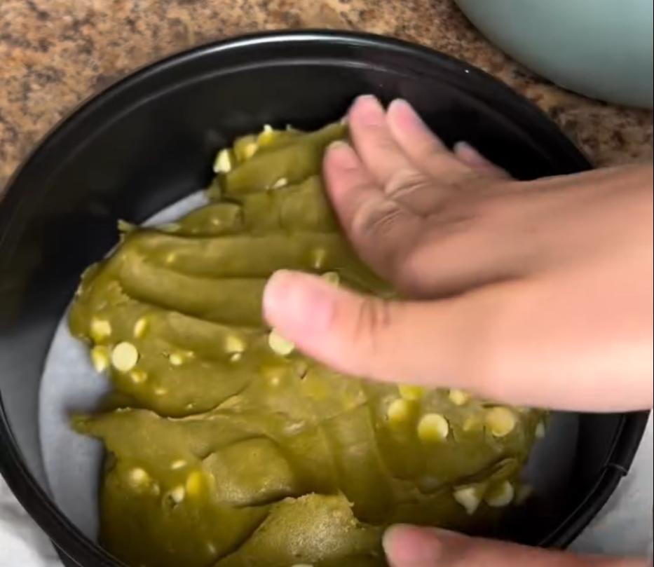 Step 1.1: Press the dough into a cake tin, or divide it into cookies if preferred
