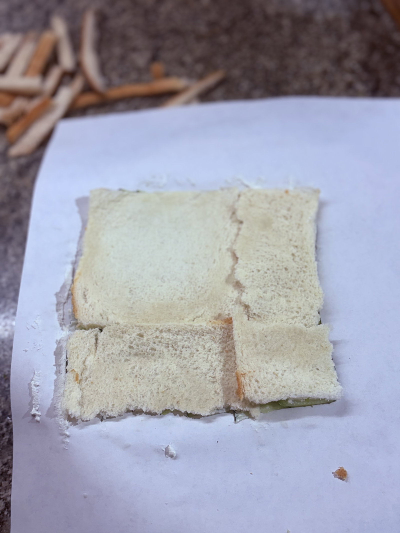 Step 4.1: Place the flattened bread slices on top, covering the curd completely