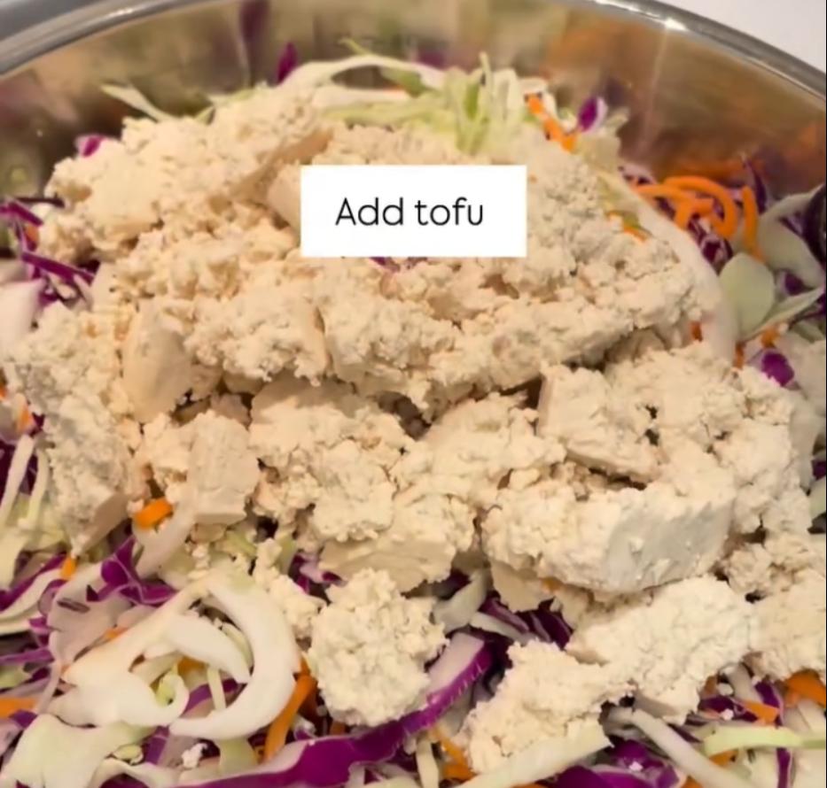 Step 1.1: Add crumbled tofu to the pan