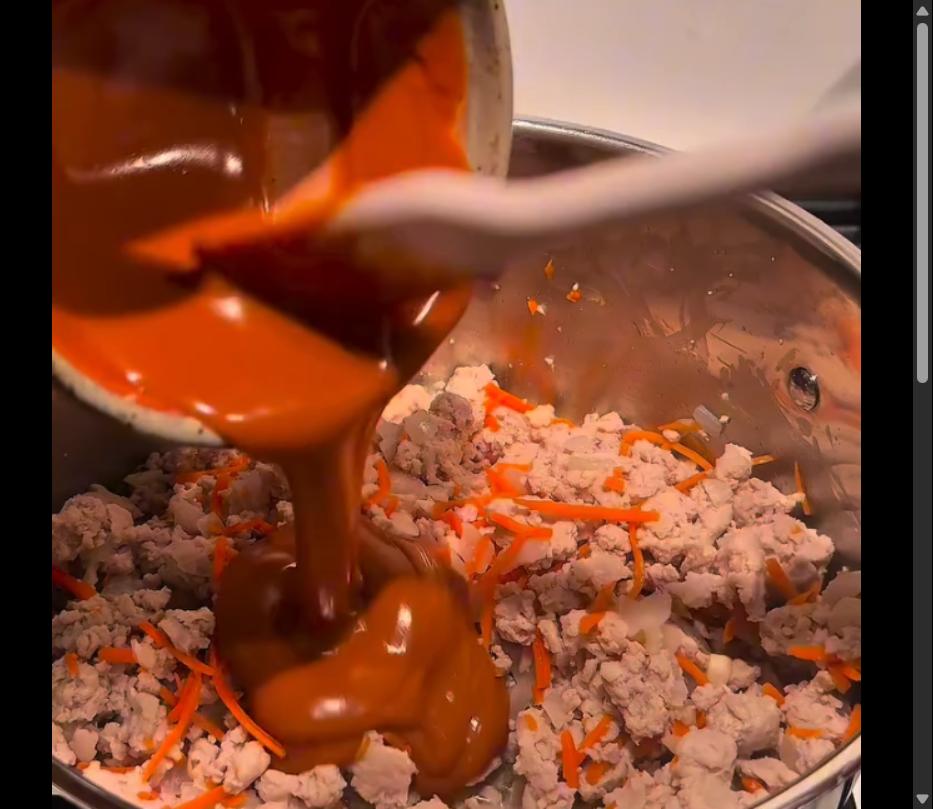 Step 1.1: Pour in the sauce and cook for another 10-15 minutes, stirring occasionally, until the sauce thickens and coats the chicken