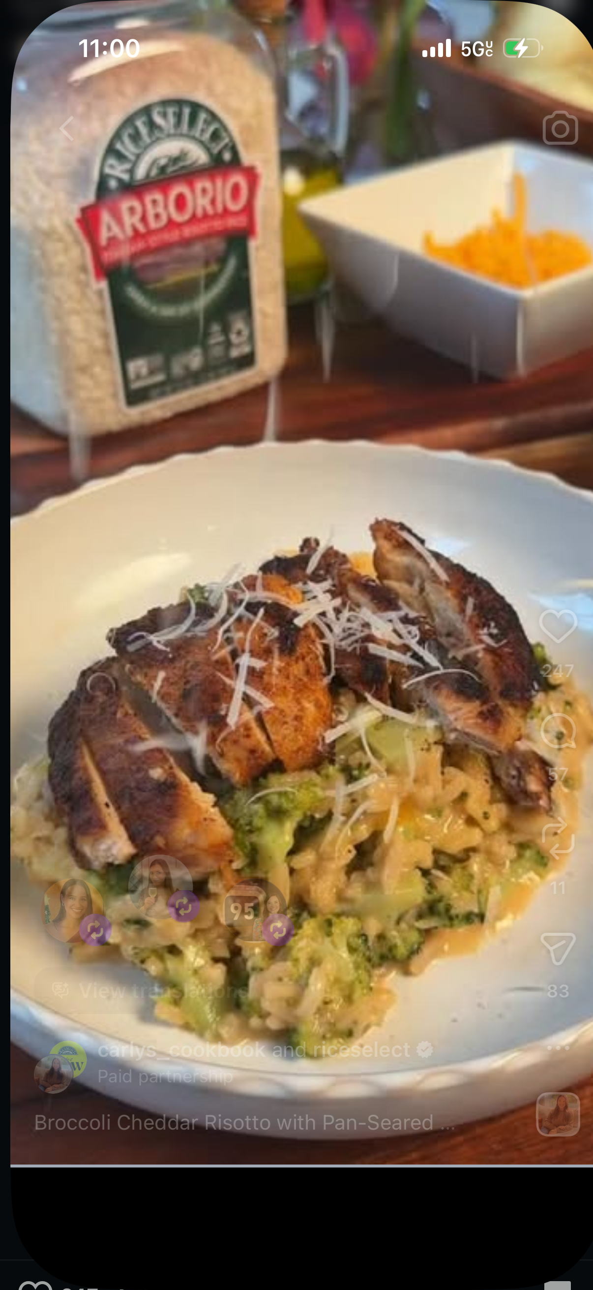 Broccoli Cheddar Risotto with Pan-Seared Chicken Thighs recipe