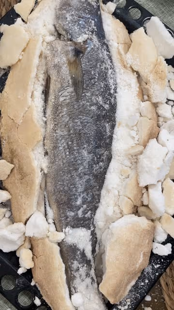 Step 3.1: Crack open the salt crust and brush off any excess salt