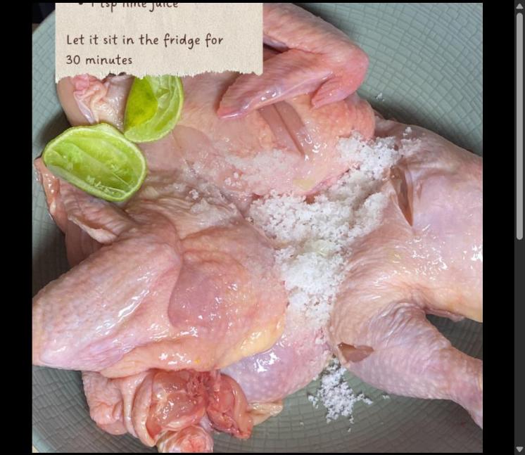 Step 1.1: Marinate the chicken with salt and lime juice