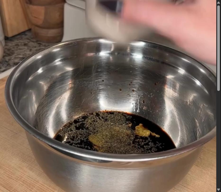Step 1.1: Combine balsamic vinegar, olive oil, honey, spicy brown mustard, garlic, oregano, basil, salt, and pepper in a large bowl