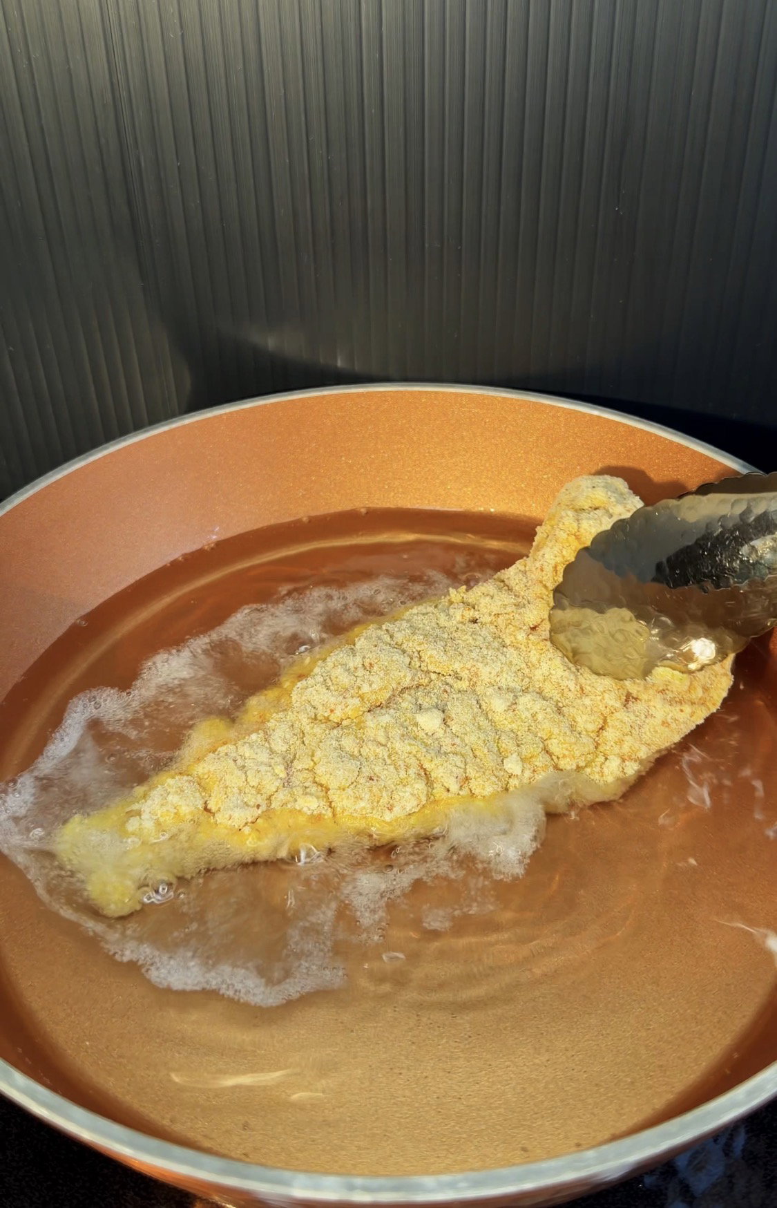 Step 2.1: Heat about ½ inch of oil in a skillet over medium heat