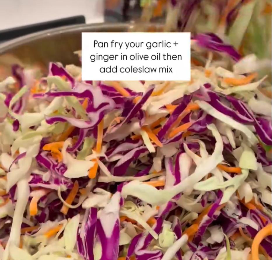 Step 1.1: Add coleslaw mix and cook for a few minutes until softened