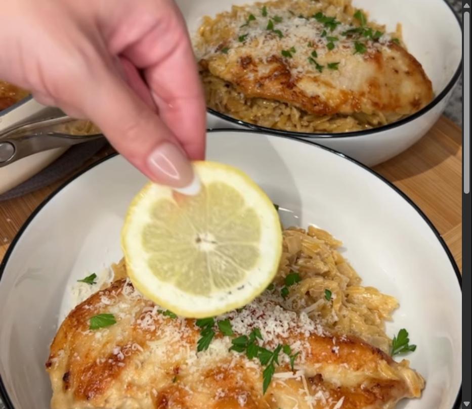 Step 4.1: Top with fresh parsley, grated Parmesan, and a lemon slice