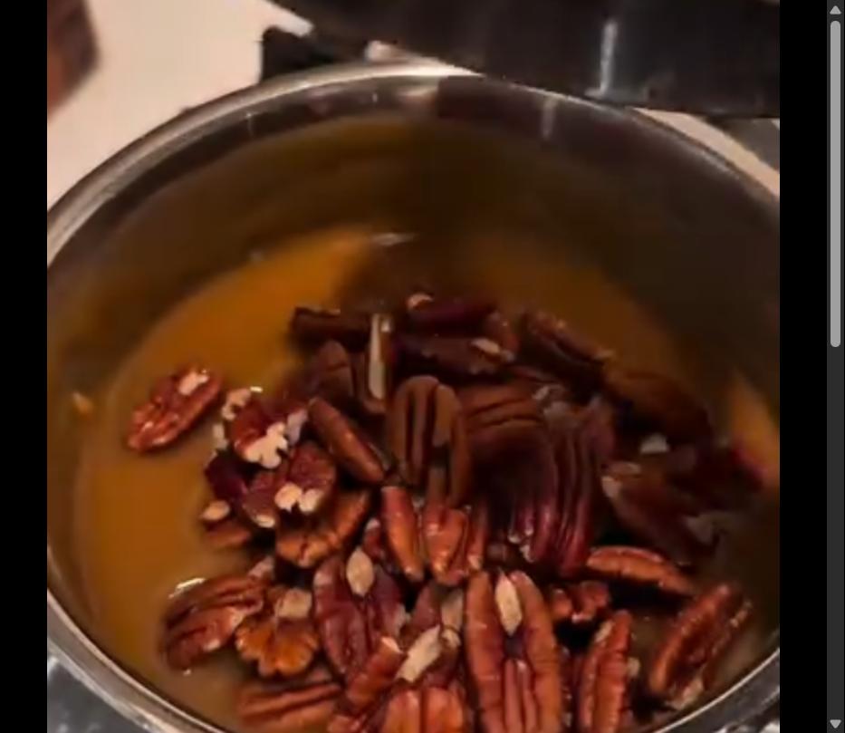 Step 2.1: Add pecans into the sauce and mix well