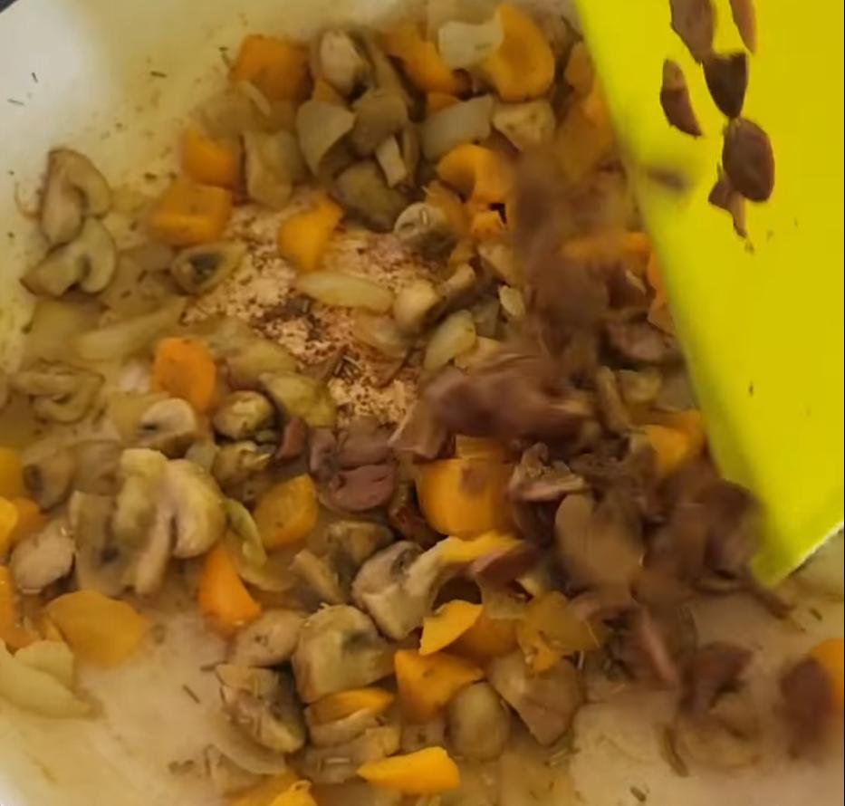 Step 1.1: Add chopped black olives and fry for about 5 minutes until fragrant
