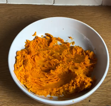 Step 1.1: Peel and mash the sweet potatoes, then add the flour and salt and knead until a dough forms