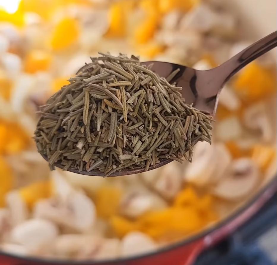 Step 1.1: Add garlic granules and dried rosemary, stirring to combine