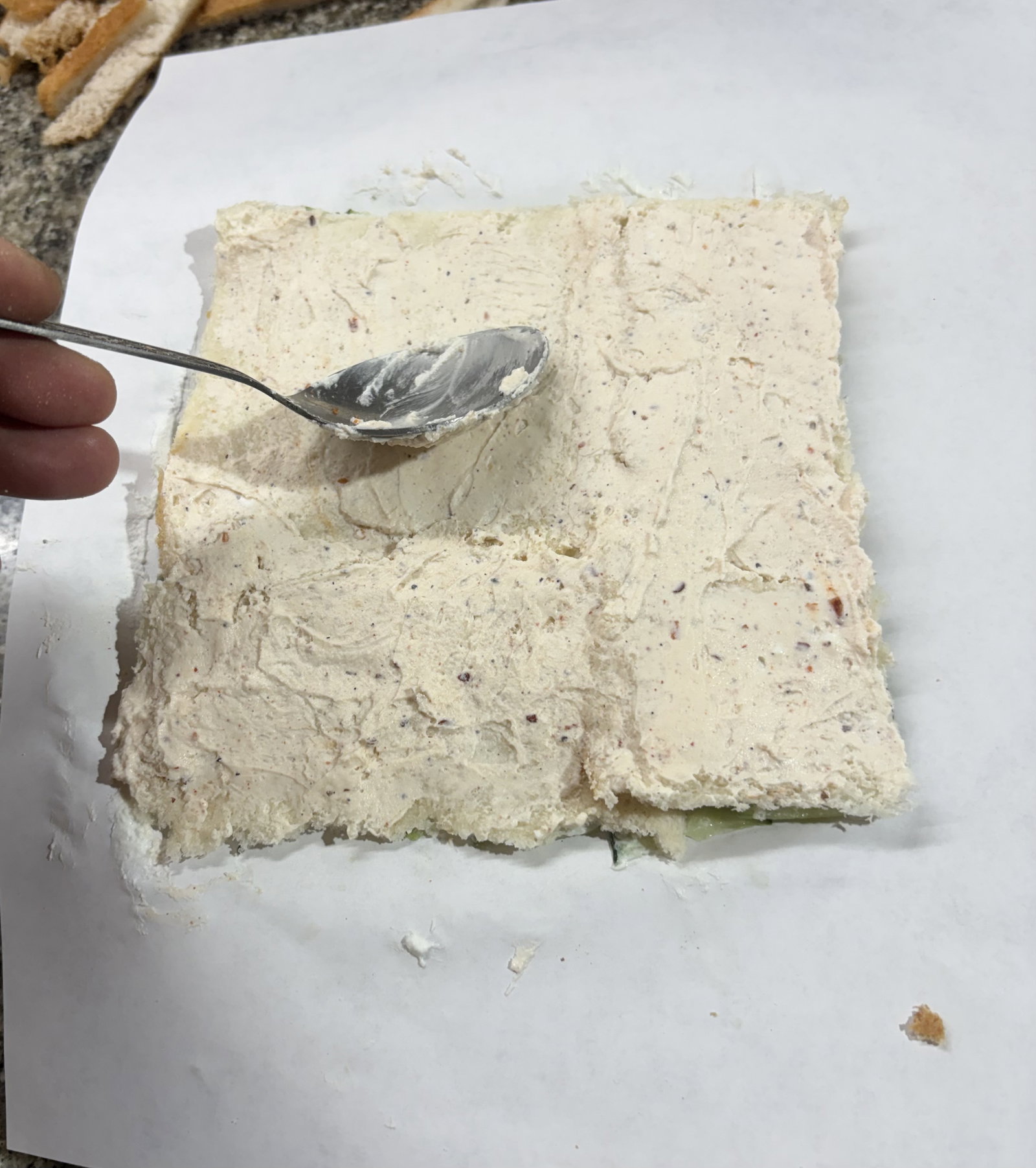 Step 4.1: Spread the spiced peri peri curd mixture over the bread