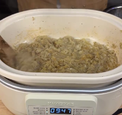 Step 1.1: Cook for 20–25 minutes, stirring occasionally, until onions are deep golden and jammy