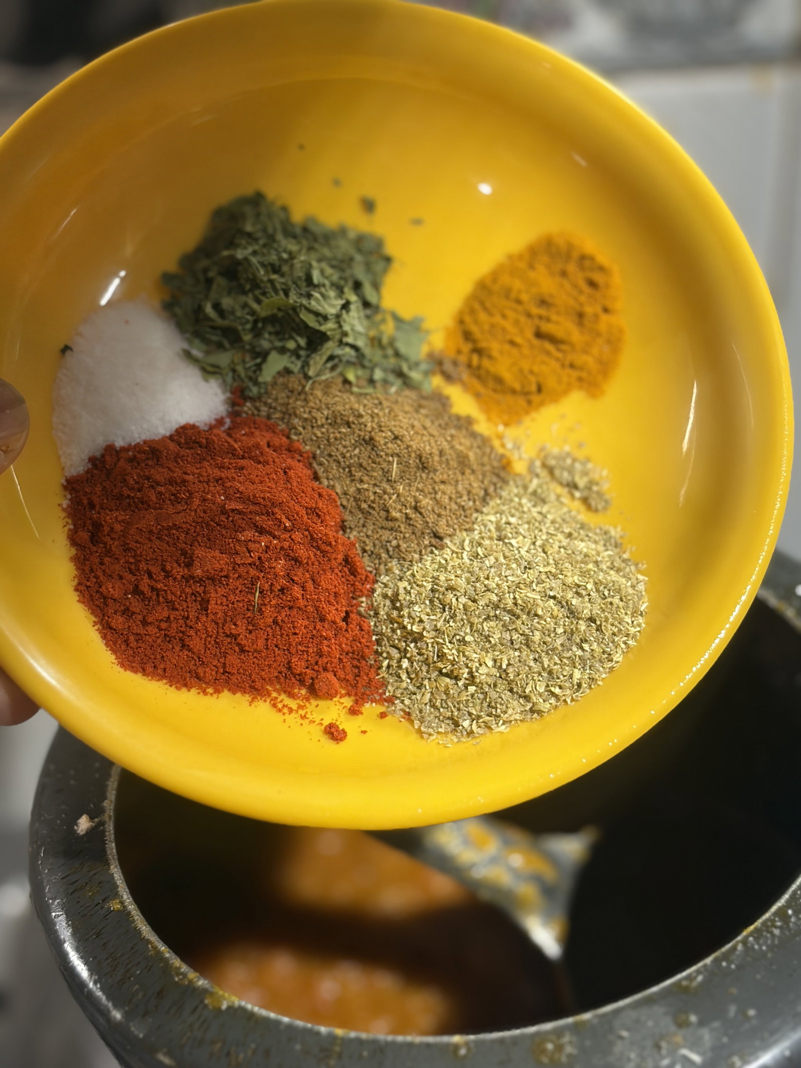 Step 4.1: Add turmeric, coriander, cumin, chilli powder, kasuri methi, and salt