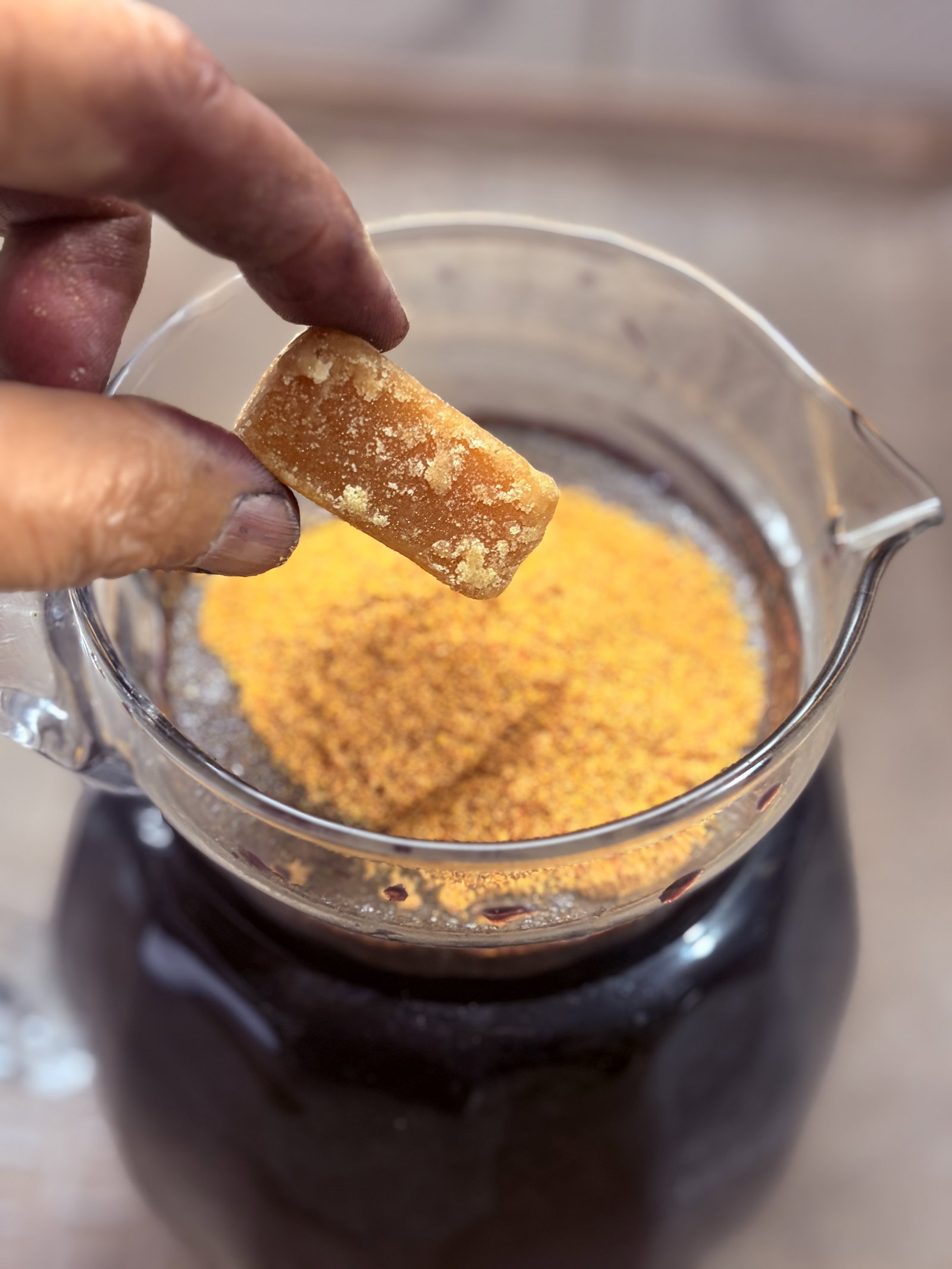 Step 3.2: Add the prepared spice mix and jaggery