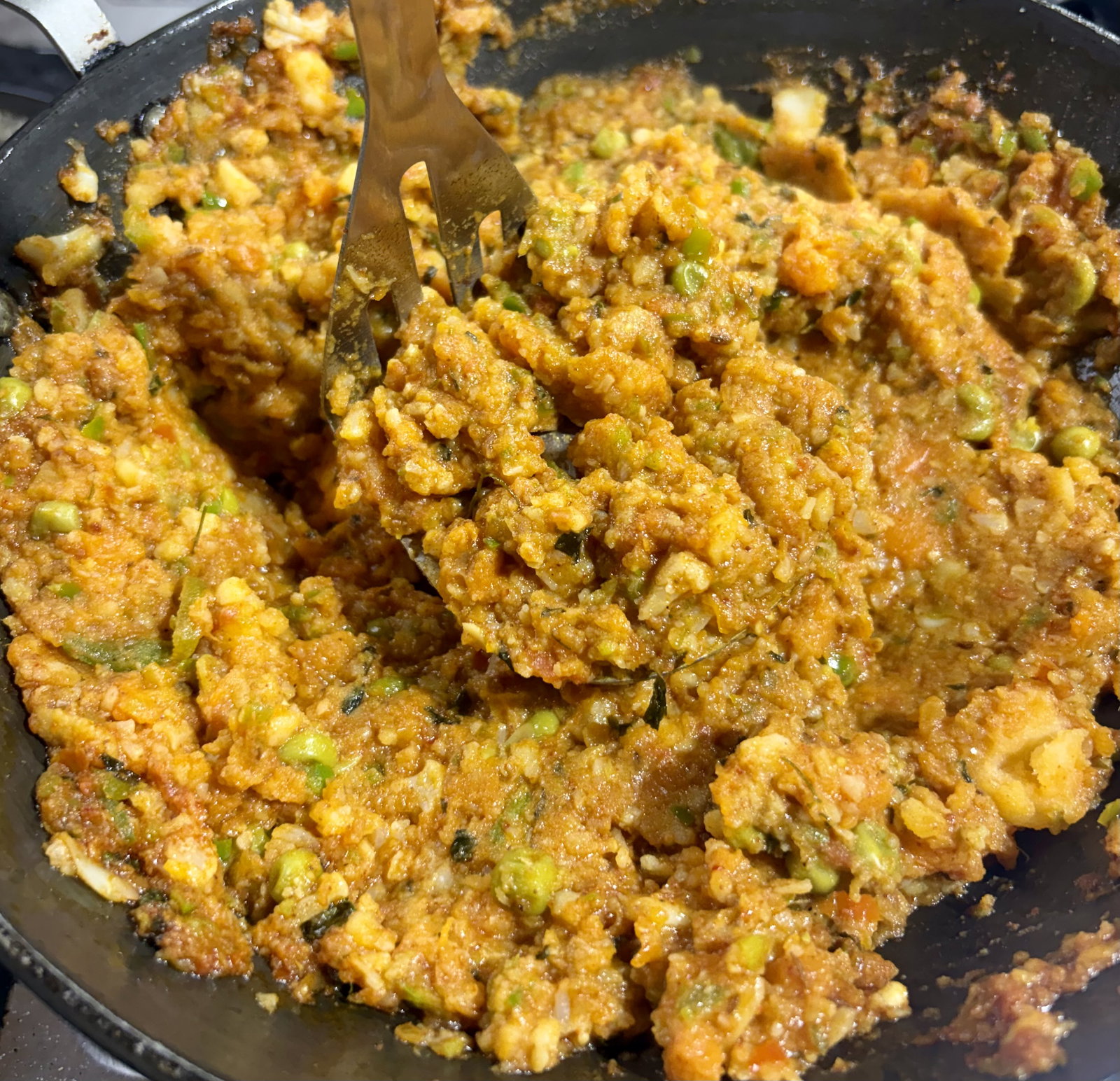 Step 2.2: Add boiled potatoes and the cooked vegetables