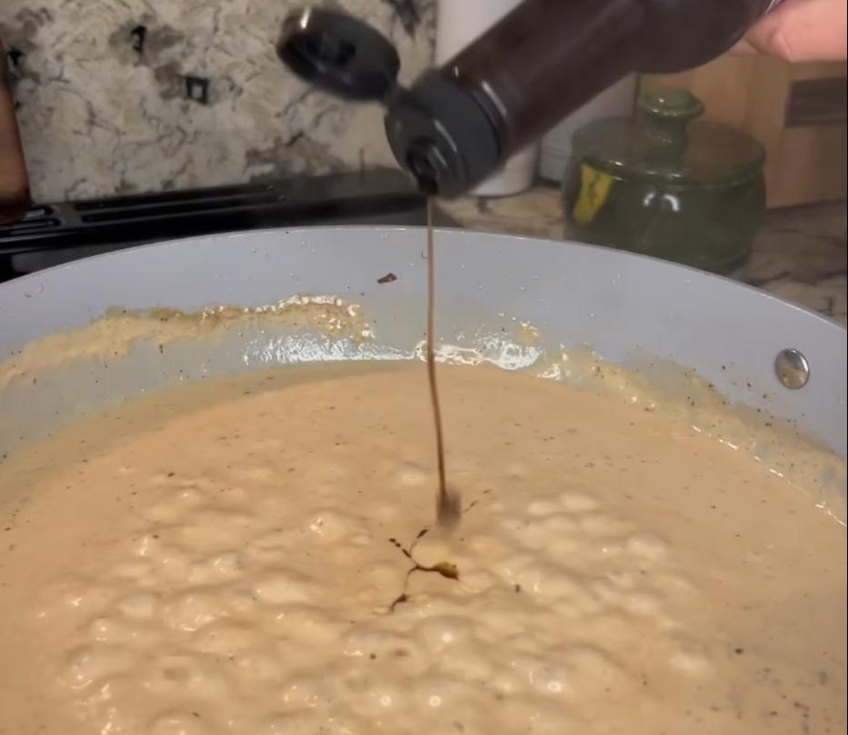 Step 3.1: Mix in heavy cream, Worcestershire sauce, and Dijon mustard