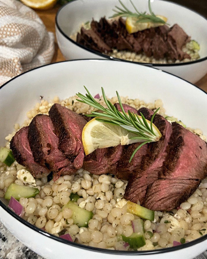 Seared Sirloin with Lemon Herb Couscous recipe