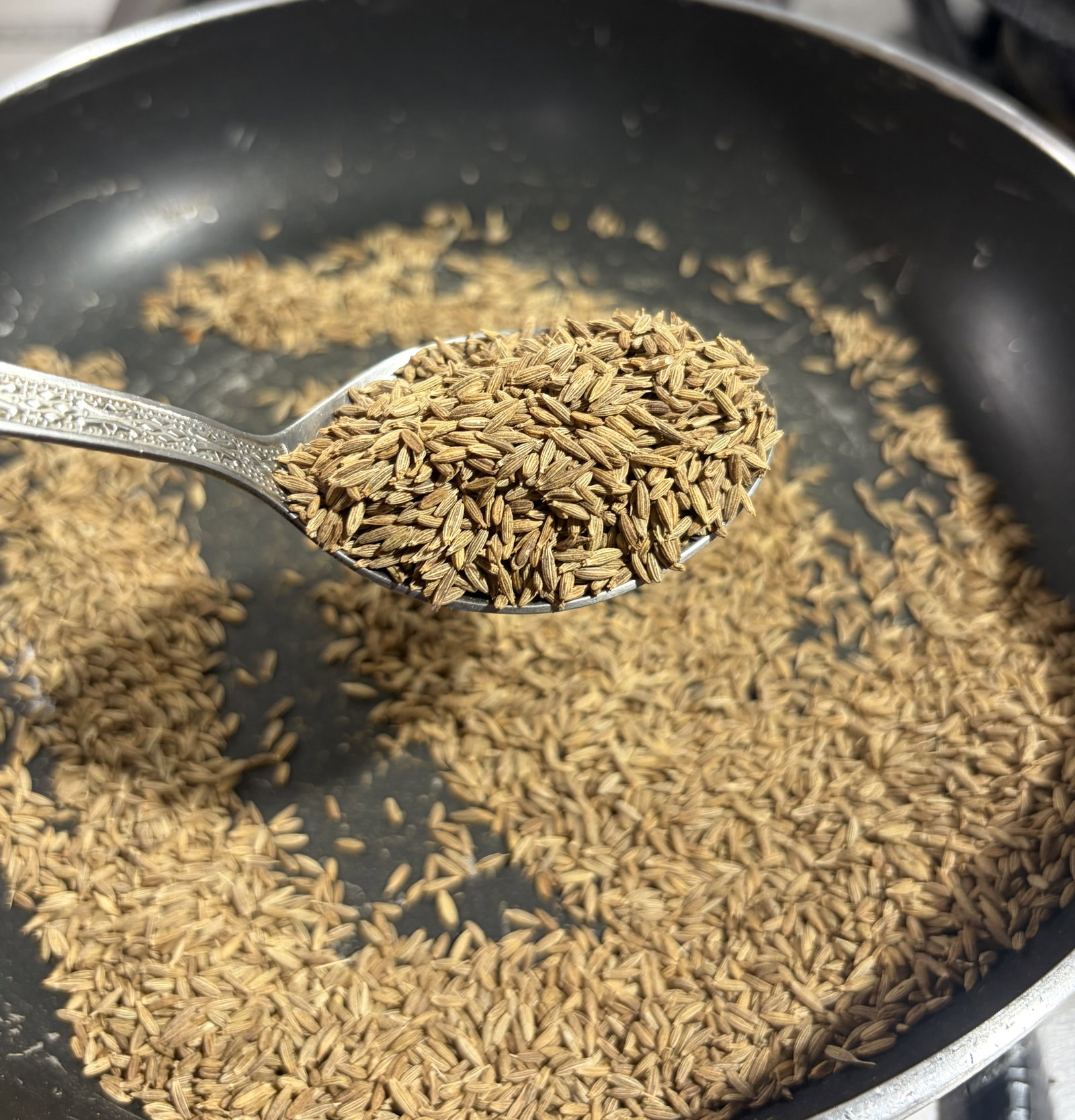 Step 1.1: **Roast: **Heat a pan over low heat and roast the cumin seeds for 2-3 minutes until fragrant and slightly darkened
