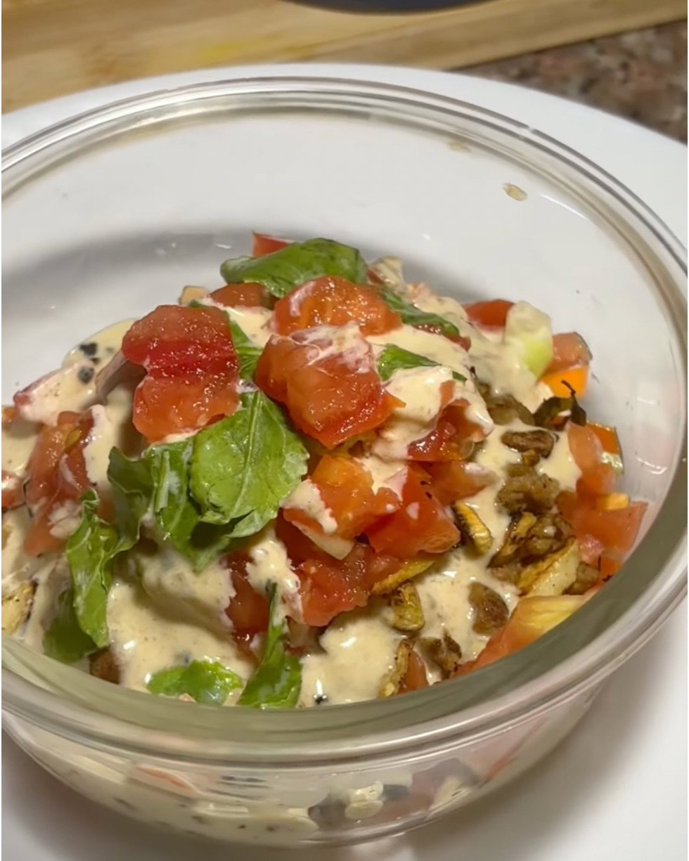 Roasted Garlic Plum Soya Salad - Fresh Cream or Curd Dressing recipe