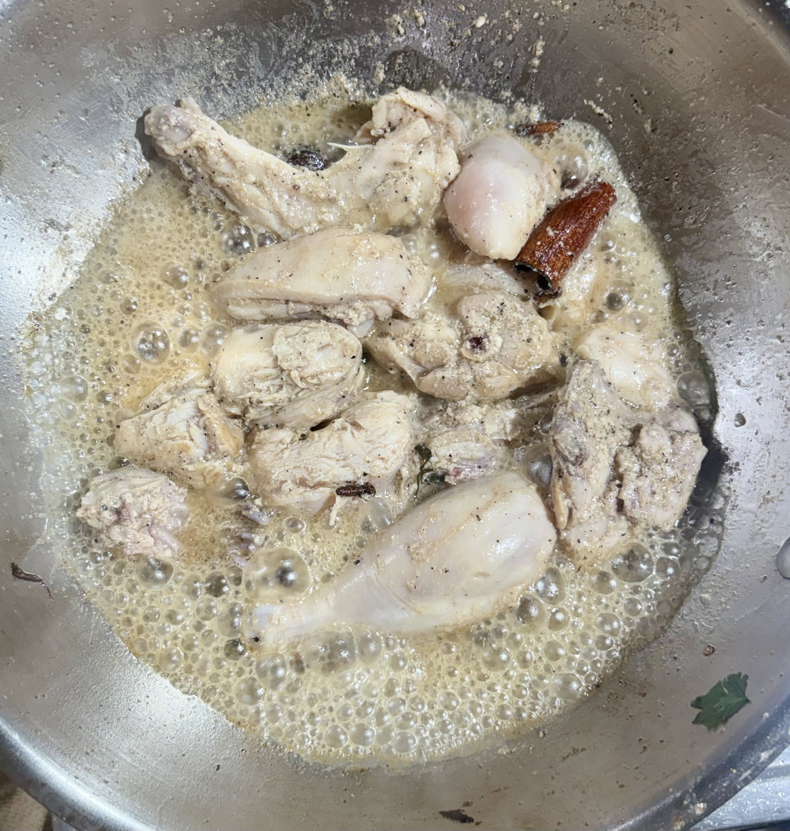Step 3.2: Add the marinated chicken along with its yogurt marinade