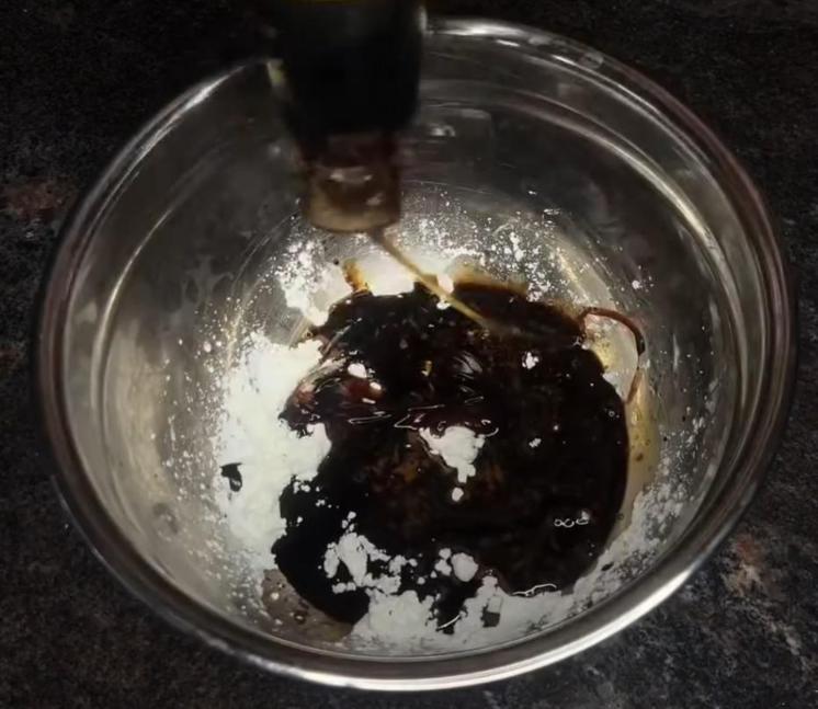 Step 1.1: Mix the corn flour, dark soy sauce, light soy sauce, oyster sauce, sesame oil, fish sauce, rice wine vinegar, and brown sugar together to make the sauce