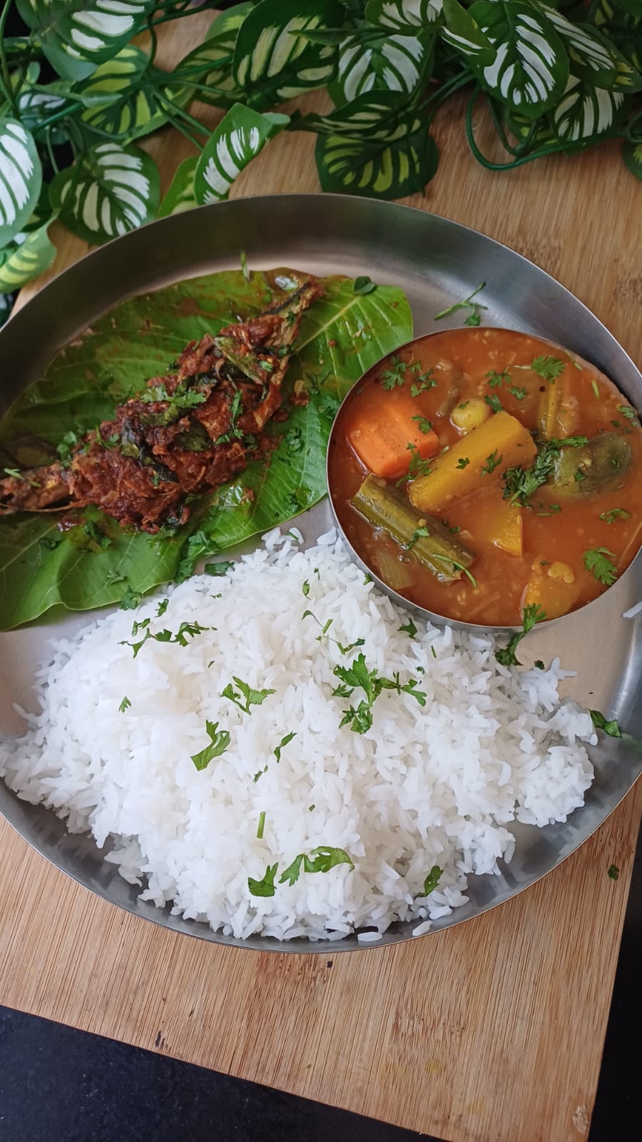 Step 3.1: Tastes best with boiled rice , [sambhar](<https://Check out this recipe - One Pot Vegetable Sambar  https://chefadora