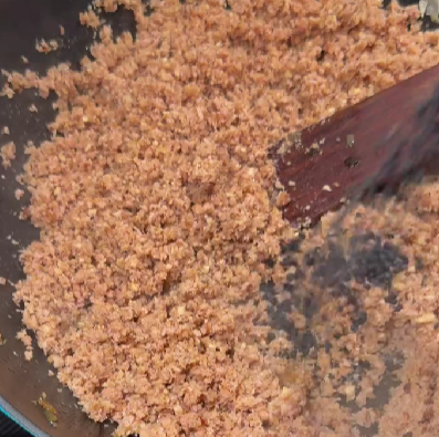 Step 1.1: Transfer the ham mixture to a food processor and pulse until it looks like finely ground meat