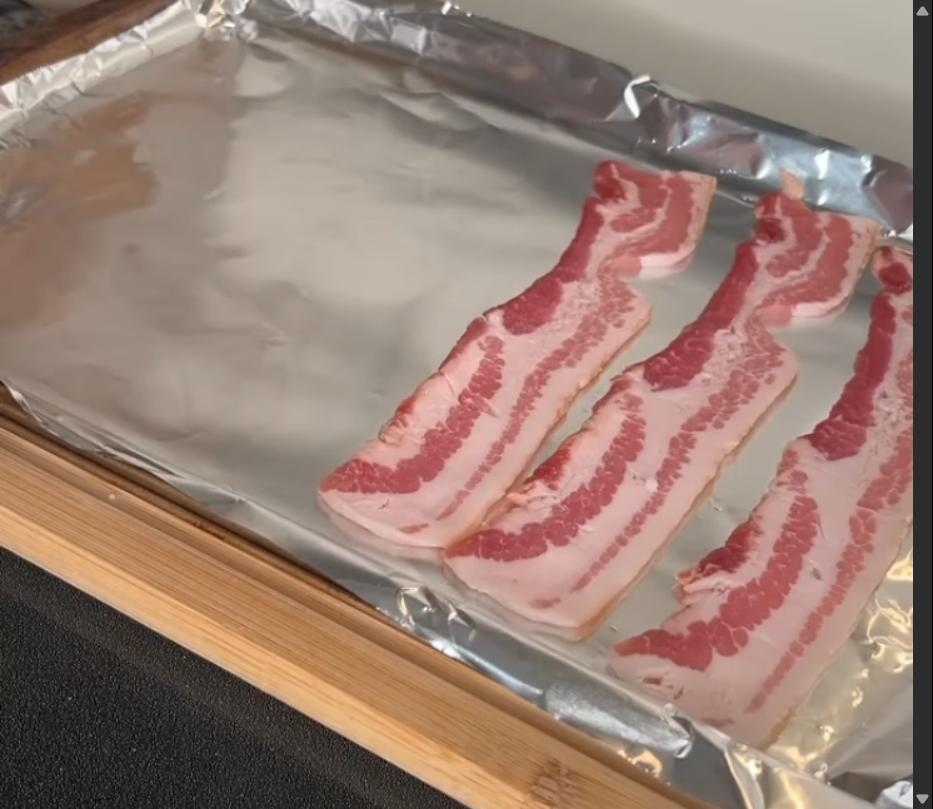 Step 1.1: Place bacon on another foil-lined baking sheet and bake for 10-12 minutes until crispy