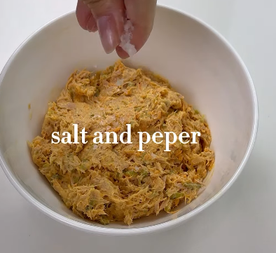 Step 1.1: Add the grated carrots, plain yogurt choppped pickles, sriracha mayo, and a pinch of salt and pepper to the tuna