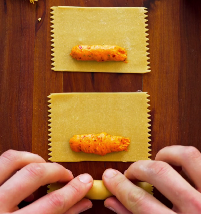 Step 3.1: Shape into caramelle, sealing them tightly